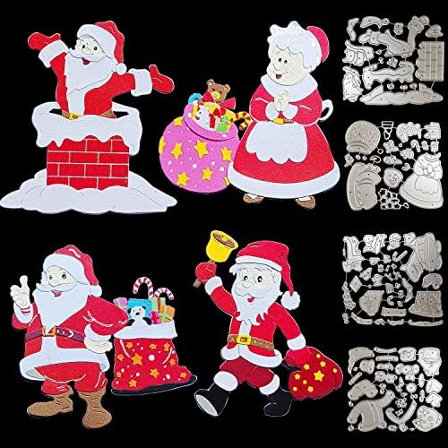 4 Комплект Коледни Печати на Дядо Коледа за производство на пощенски Картички, г-жа Коледа, за да проверите