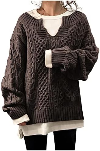 MUDUH Блузи за Жени от Зимните Обикновена Свободни Мързелив Стил Пържено Тесто Обрат Модел Случайни Пуловер Пуловер