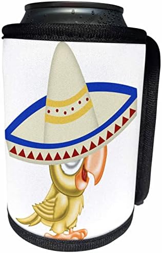 3D Илюстрация Сладък мексикански шапки с Жълт папагал - Опаковки за бутилки-хладилника (cc_354869_1)