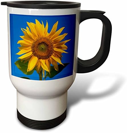 Пътна чаша 3dRose Sunflower в Близък план, 14 грама, Бяла