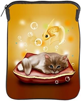 Калъф за iPad 1 2 3 4 Air II Sleeve (двустранен) Коте с мечти за златен риба