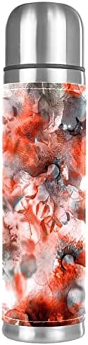 Кафеена Чаша, Термос, утайка от Пътна Чаша, Термос за Топли Напитки 500 мл, абстрактен розово цвете с цветен модел