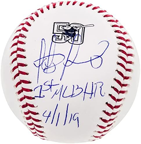 Фернандо Татис - младши . Официалното лого на 50-годишнината от MLB Бейзбол San Diego Padres с автограф 1st MLB HR 4/1/19 JSA #SD53982 - Бейзболни топки с автографи