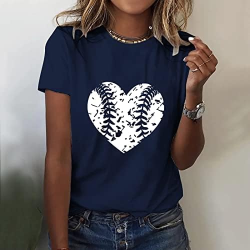 Женска Тениска с Къс ръкав и кръгло деколте, Бейзболна Графична Лятна Тениска С Писмото Принтом, Блуза С кръгло