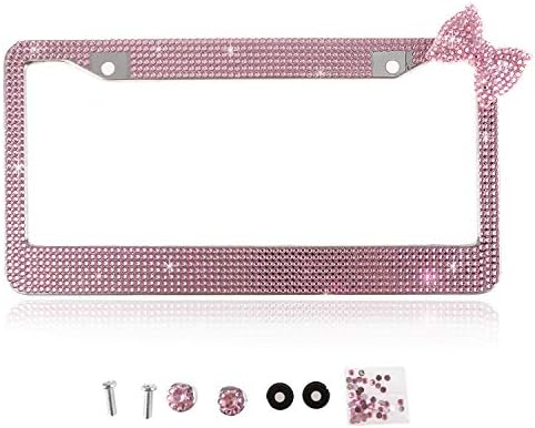 Модни Сладко детска Розова рамка за Ръчна работа с Розов Нос, украсен с Кристали, Рамка за регистрационен номер,
