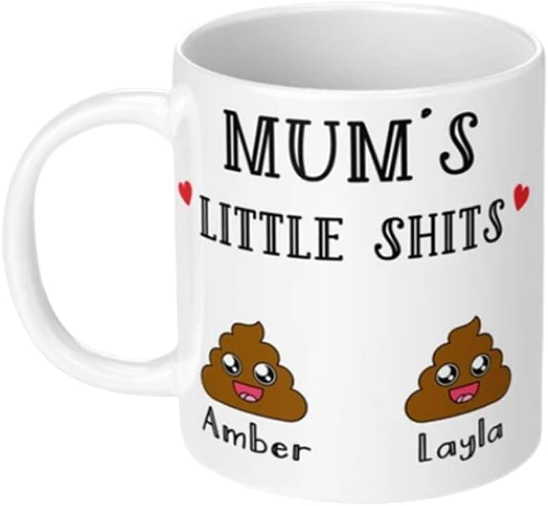 Изработена по поръчка на Чаша за Mum Little Shit Персонални Чаши С Името на Децата Забавна Персонализирана Чаша Подарък за Деня На Майката За майка, Подарък За Рожден Ден ?