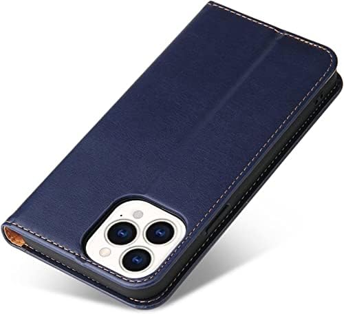 Калъф SDUTIO за iPhone 13, Калъф от естествена кожа, Магнитна Плик Флип калъф-книжка с отделения за карти, Подставка-Награда, Противоударная Вътрешна обвивка от TPU (Цвят син