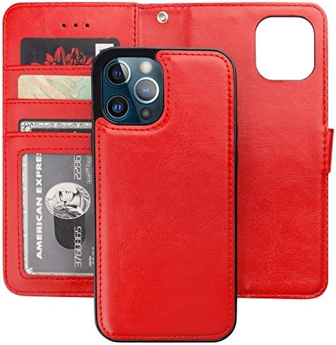 Bocasal е Съвместим с iPhone 12 Pro Max Калъф-портфейл с държач за карти от Изкуствена кожа, Магнитна Подвижна