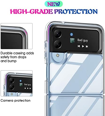 Dzxouui за Galaxy Z Флип 4 Калъф Кристално чист Ултра-устойчив на удари Гъвкав Анти-Желтеющий Samsung Flip 4 Калъф за телефон Samsung Galaxy Z Флип 4 Калъф, Z Флип 4 Калъф Прозрачен, Z флип 4