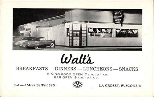 Ресторант Walt's La Crosse, Уисконсин с Оригиналната Винтажной пощенска картичка