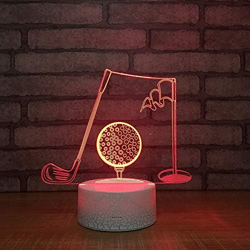 Jinnwell 3D лека нощ За Голф Лампа Илюзия 7 Цвята, което променя Сензорен Прекъсвач, Настолни Лампи за Украса на Масата, Led Коледен Подарък с Акрилни Плосък КОРЕМ-База, USB-К