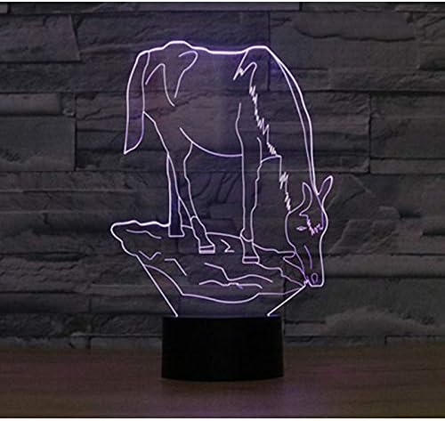 Jinnwell 3D Кон Нощно Лампа Илюзия 7 Цвята Смяна на Сензорен Прекъсвач Настолни Лампи За Маса Украса Led Коледен