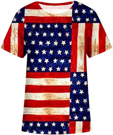 Дамски Тениски с Флага на сащ, Върховете на Деня на Независимостта, Тениска с Кръгло Деколте и Къс Ръкав, 4