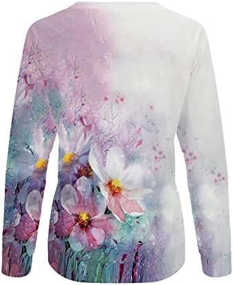 KCJGIKPOK Блузи за жени, Модни Hoody с кръгло деколте и Цветисти Принтом Пеперуди, Всекидневни Пуловер с Дълъг