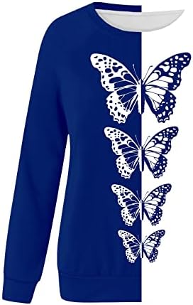 KCJGIKPOK Блузи за жени, Модни Hoody с кръгло деколте и Цветисти Принтом Пеперуди, Всекидневни Пуловер с Дълъг