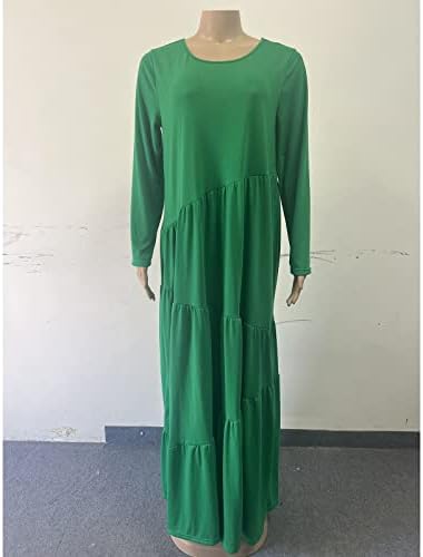 Женствена рокля MIASHUI за кърмене Свободно Намаляване с пола с дълъг ръкав, Кръгло деколте и Асиметрични Покачиванием,