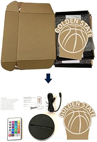 CLORURBANLIVE 3D Баскетбол Голдън Стейт лека нощ 3D Илюзия Лампа за Момчета, Подарък 16 което променя Цвета