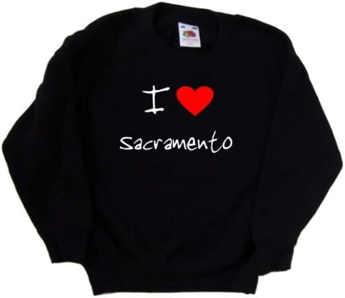 Черна детска Hoody I Love Heart Sacramento