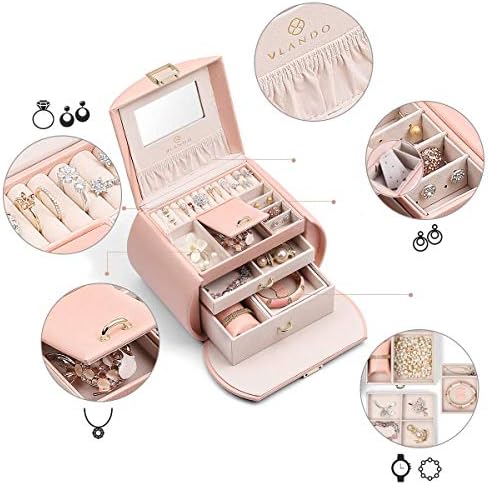 Ковчег за декорации в стил принцеса Вландо (Розово) + Малка Пътна Ковчег за бижута Macaron (розова)
