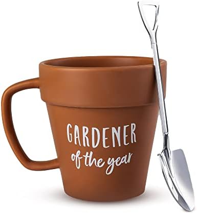 Продукти Upper Midland Gardner Mug Кафе на Растение, на Новост, Керамична Чаша и Лъжица-на Плешката, Подаръци за Градинари, Жени, Мъже, Синове и Дъщери, подарък за любителите на ?