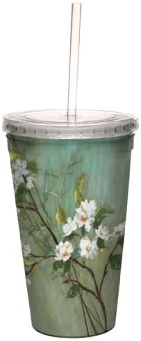Хладен чашка без дървета Greetings Blossoms в Сиво и бирюзовом от Nel Whatmore Artful Traveler с двойни стени