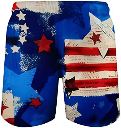 WENKOMG1 Патриотични къси Панталони за мъже, Бански със Звезди и Ивици, Плажни Шорти 4 юли, Панталони с Флага