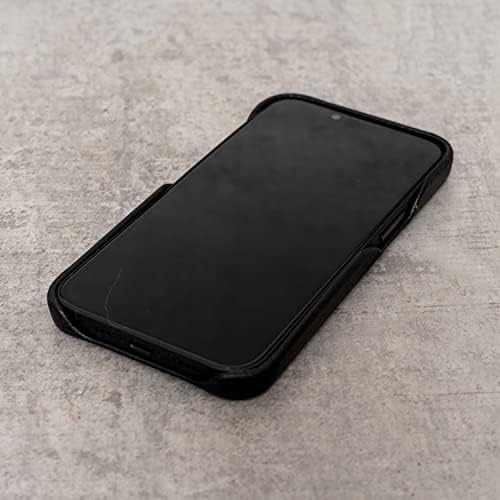 Porter Riley - Кожен калъф за iPhone 13 (6,1 инча). Тънък калъф от естествена кожа премиум-клас (черен)