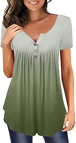 Блузи за Жени, Сексуална Елегантни Ежедневни Тениски Henley Копчета с Къс Ръкав, Стилни Блузи-Ризи, Графични