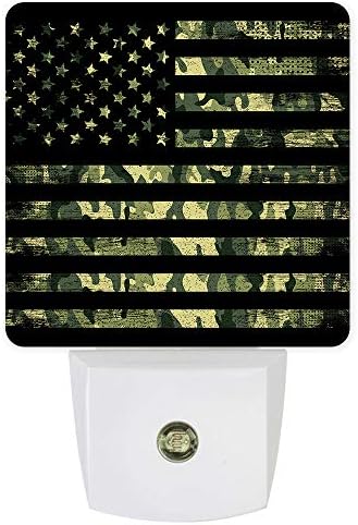 Флаг на САЩ с Пентагонът Камуфлаж, за Включване нощна светлина със Сензор, монтиран на Стената led Ночники с Автоматичен Сензор от Здрач до Зори за Спалня, Детска, Бан