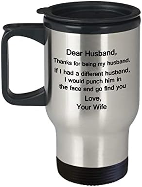 Чаша за скъп съпруг - Забавна Чаша за пътуване с удар по лицето на мъжа, 14 унции - Подарък за мъжа, подарък