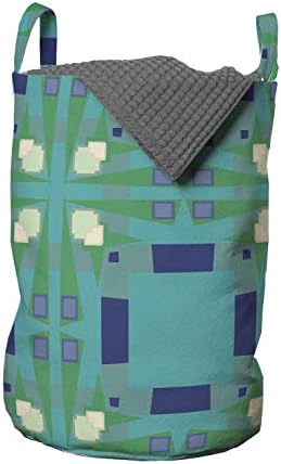 Геометричен чанта за дрехи Ambesonne, Различни форми на Тъмен фон от морска пяна, Кошница за дрехи с дръжки,