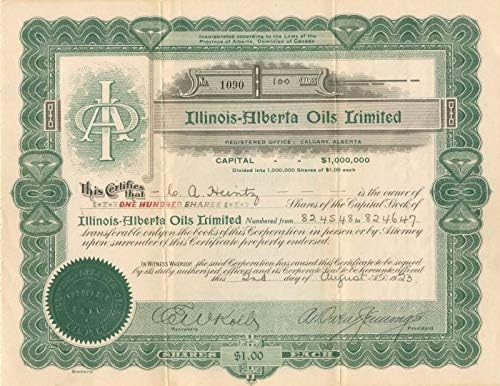 Сертификат за ограничена доставка Illinois-Alberta Oils