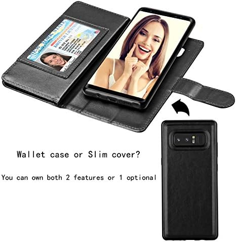 Калъф NJJEX за Galaxy Note, 8, чанта-портфейл за Note 8, изкуствена кожа [9 слотове за карти] флип-надолу капак
