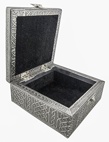 Елегантна Ковчег за бижута VGI с Кована метална обшивка и вътрешно покритие от мека Тъкан (Келтски цвят, сребриста