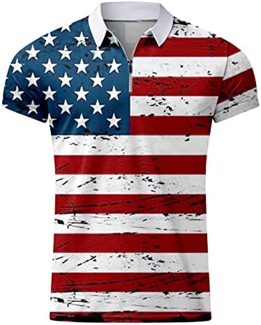 Мъжки Ризи Поло с Флага на сащ, Патриотическая Тениска на 4 юли, Лятна Ежедневни Реколта Тениска С Къс Ръкав,