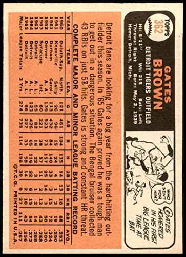 1966 Топпс 362 Гейтс Браун Детройт Тайгърс (бейзболна карта) в Ню Йорк Тайгърс