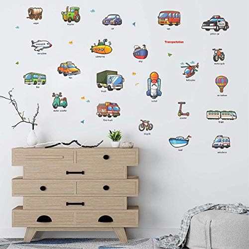 Стикери за стени, Коли, H2MTOOL Подвижни Превозни Забавни Детски Стикери за Стена за Декор на Детска стая на