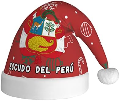 Escudo Del Per2 Забавно плюшен шапка на Дядо Коледа за възрастни, Коледна шапка за жени и мъже, празнична Коледна