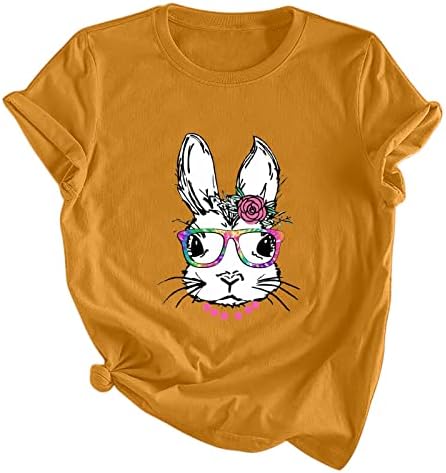 Тениска с Кроличьими Очила за Жени и Момичета, Прекрасни Графики Тениски, Свободни Ежедневни Празнични Върхове