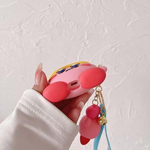 Сладък калъф Airpod за Airpod Pro и pro2, калъф Airpod с 3D модел на Kawai, Аксесоари, Ключодържател с шарени [Предназначени за момичета и момчета] (Kirby Pro)