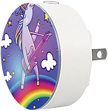 2 Бр. Plug лека нощ LED нощна светлина Unicorn Guitar с Датчик от Здрач до Зори за Детска стая, Детска, Кухня,