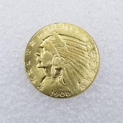 Kocreat Копие 1908-D Златна Монета с Главата на индийския Орел в Пет Долара-Точно Копие на Сувенирни Монети