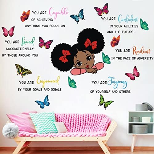 Черна Момиче е Магически, Ти си Способен, Уверен Пеперуда, Вдъхновяващи Цитати, Стикери За Стена, Розова Стая Декор за Мотивационни Афроамериканской Стени, Vinyl Стик?