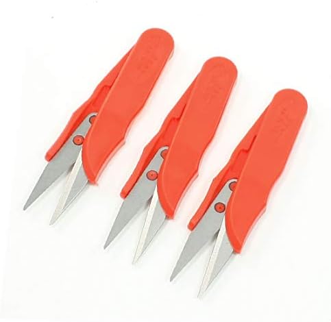 X-DREE 3 бр Червена дръжка Метални Ножици за портновской прежда Извити Ножици (3 piezas de agarre rojo hilo