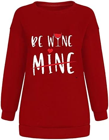 Bravetoshop - Hoody Be Wine Mine за жени, коледен пуловер с кръгло деколте и писмото принтом, качулки оверсайз