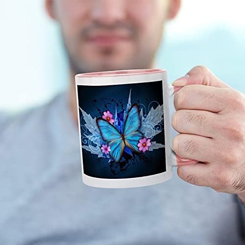 Модерни Керамични Кафеена Чаша с Принтом Пеперуда, Оцветена Отвътре И дръжка, Чаена Чаша за Жените И Мъжете