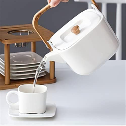 LKYBOA Бял Квадратен керамичен сервиз на кафе, Чай, Керамична саксия, Чаена чаша, Чаена чаша, европейският кафе