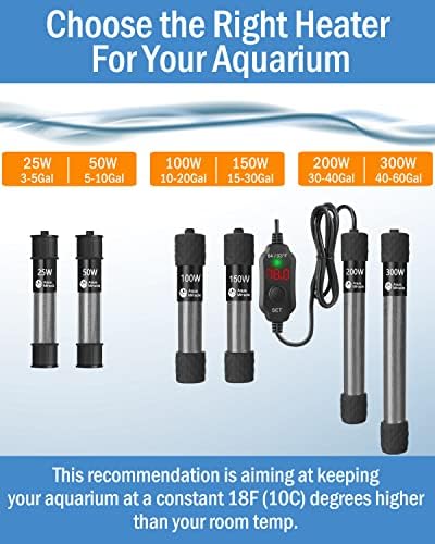 AquaMiracle Регулируем Нагревател за Аквариум мощност от 25 W, Потопяеми нагреватели за Аквариум, Супер Кратко