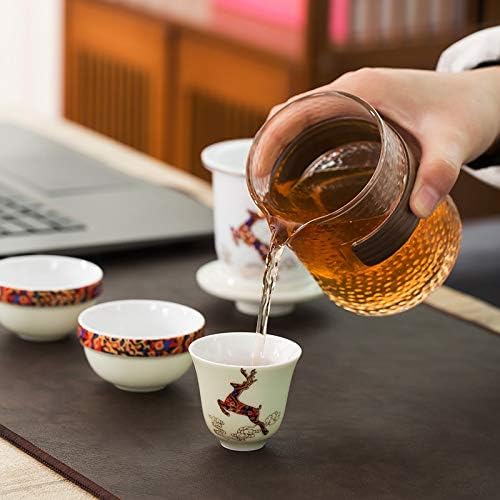 NFGUY Пътен Чай Комплект Керамични Преносими Комплекти Чаена Съдове с Футлярами за Носене Чайник с Малък Стъклен