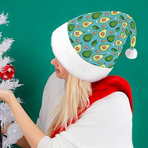Забавна Коледна Шапка С Плодове от Авокадо, Шапки на Дядо Коледа, Къси Плюшени Шапки с Бели Ръкавели за Коледното